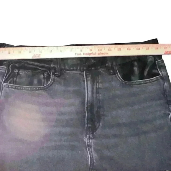 American Eagle Sz‎ 14 Jeans Straight Leg Faux Leather Trim Stretch - Picture 10 of 16